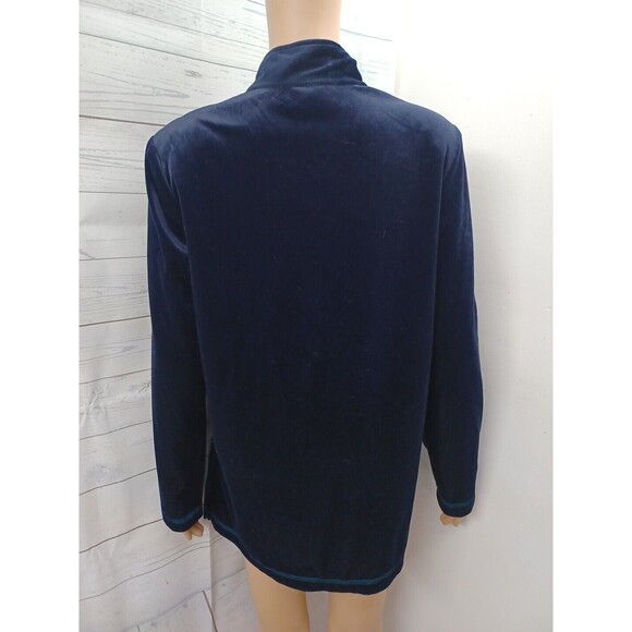 Vtg Willow Ridge Blouse Top Short Sleeve Mock Neck Blue Green Colorblock Sz S - Picture 4 of 8